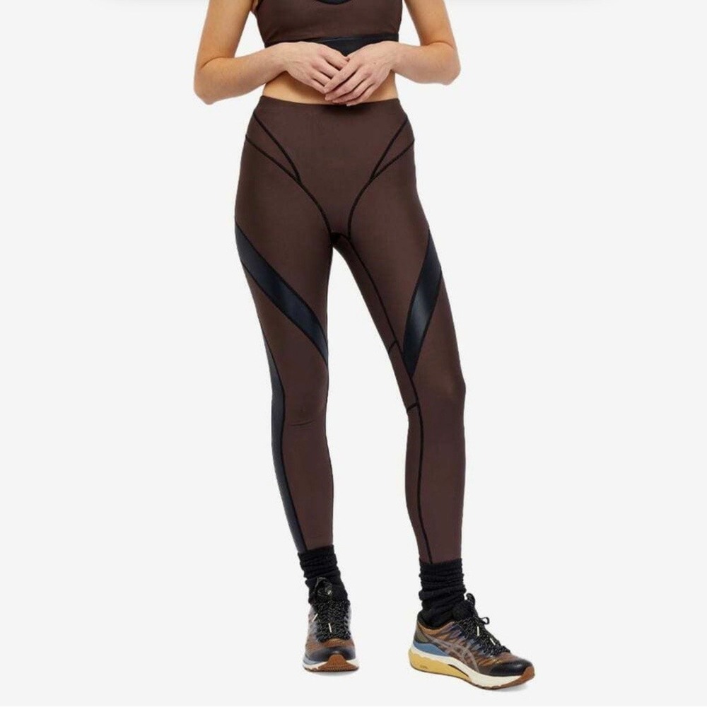 P.E Nation Mastery Leggings High Rise Contrast Panel in Brown Women's Size S